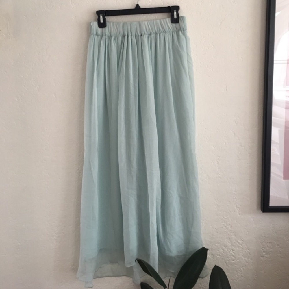 Zara Ethereal Blue Chiffon Maxi Skirt